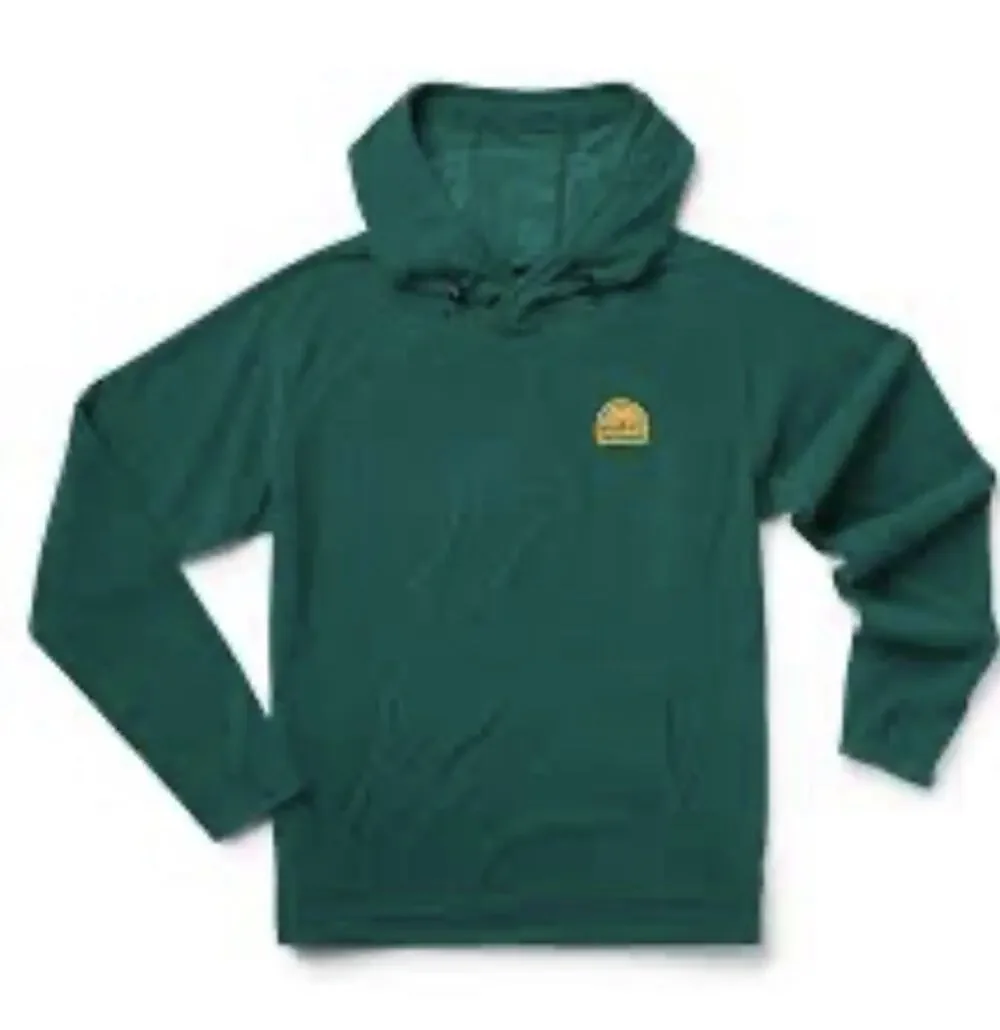 Howler Brothers Palo Duro Fleece Hoodie Green Waffle Knit Embroidered Logo L